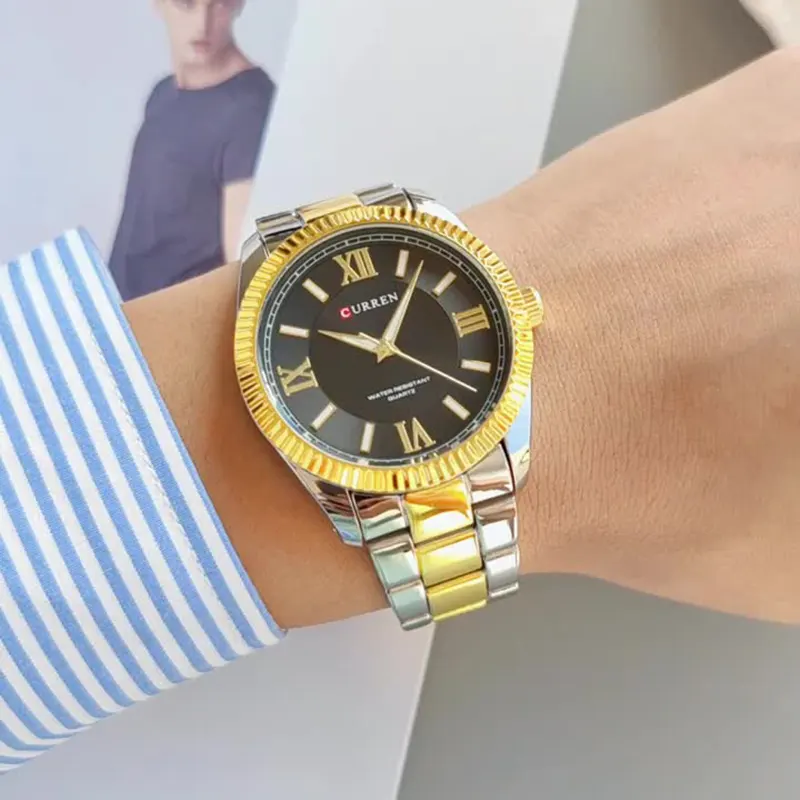 Curren Black Dial Two-tone Hardlex Men’s Watch- 8453